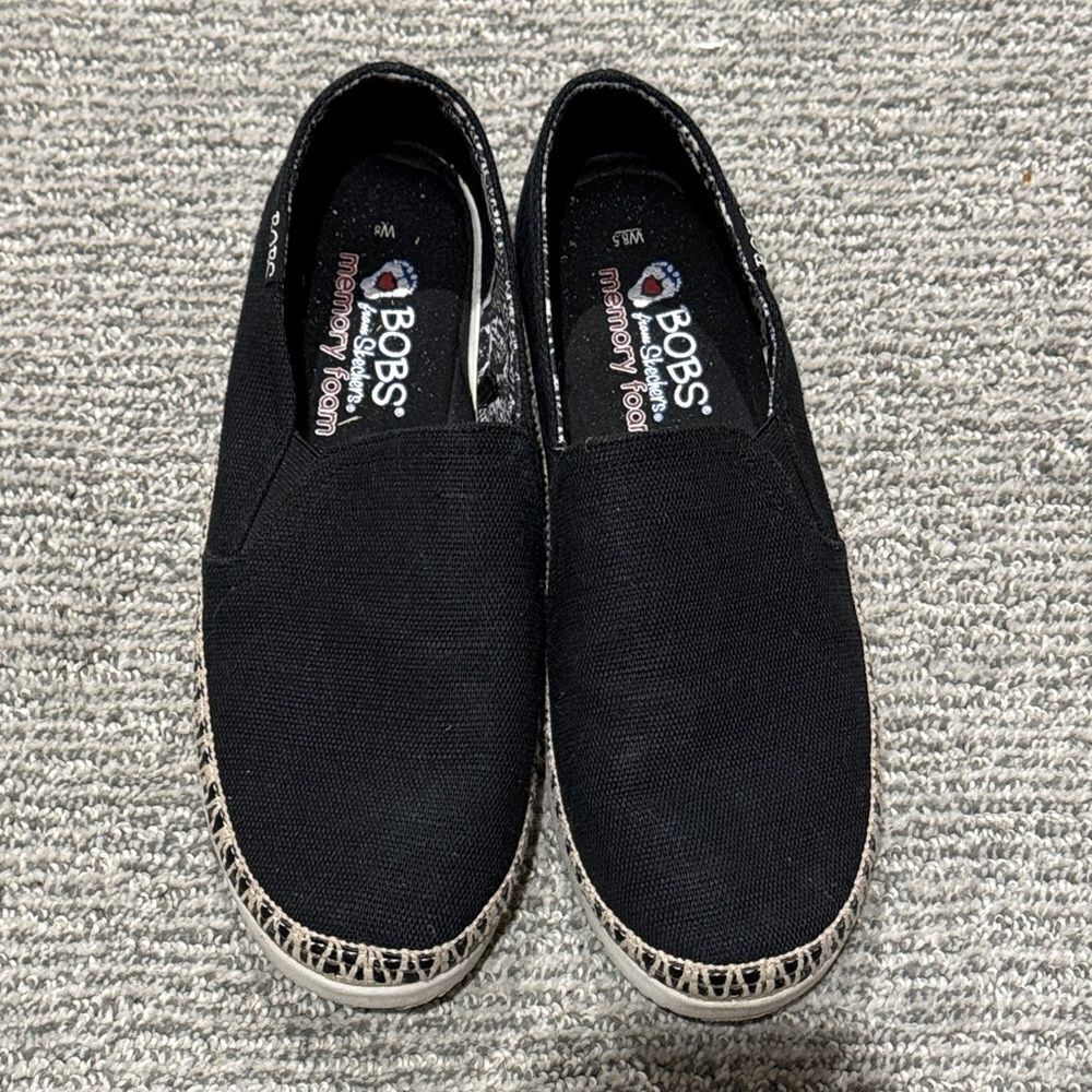 BOBS Black Slip-On Shoes with Patterned Trim
